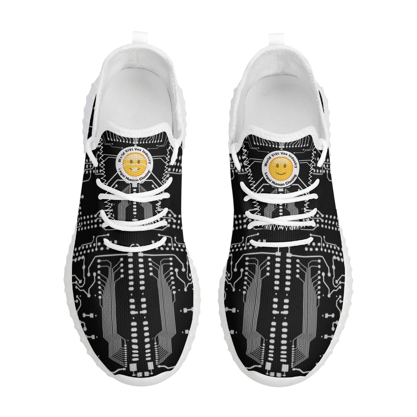 ViVi Vex Basic Mesh Knit Sneakers For Running And Stuff (White on Black)