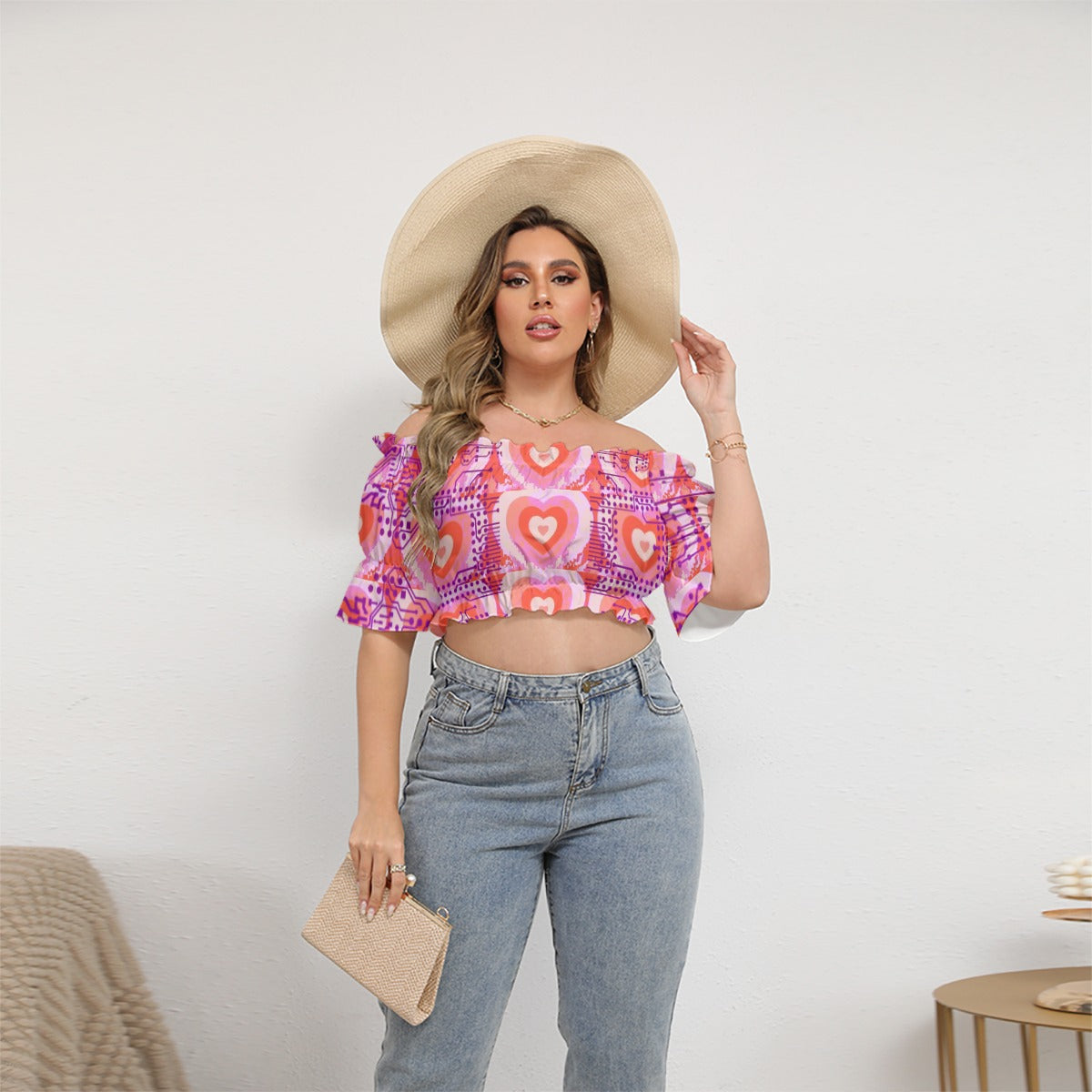 ViVi Vex Cyberpuff Daisy's Shotgun Crop Top (Off-Shoulder Puff Sleeve)