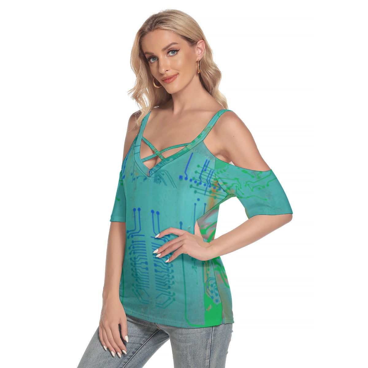 ViVi Vex Sand~Punk Wave~Raver Shirt (Criss Cross Shoulders)