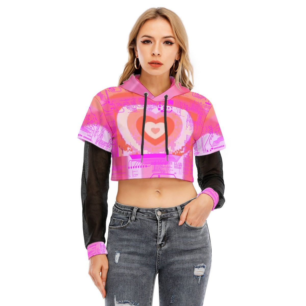 ViVi Vex Cyberpuff Backdoor Babe Hoodie (Mesh Sleeve Crop Top)