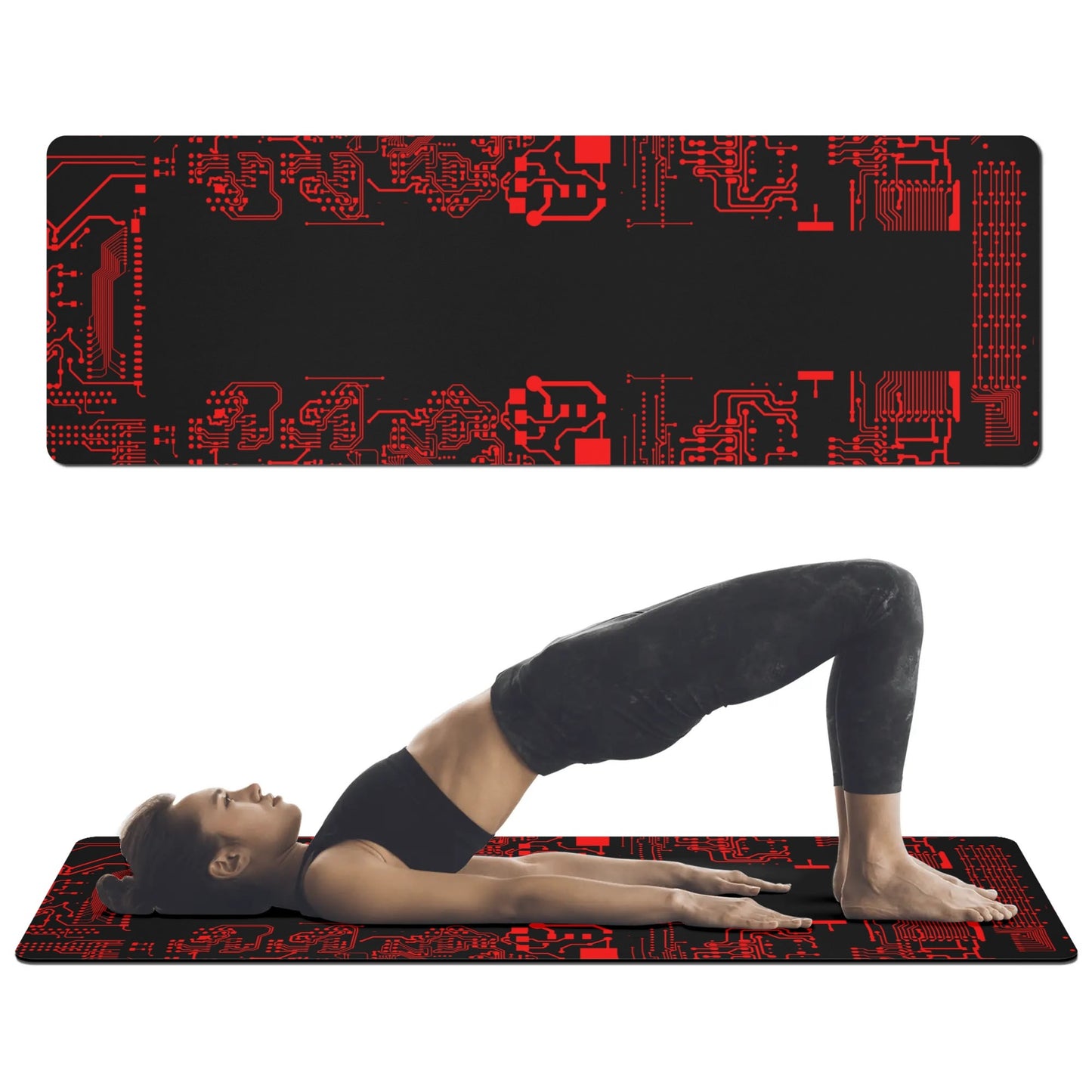 4mm Rubber Yoga Mat - Red Cyber Circuits