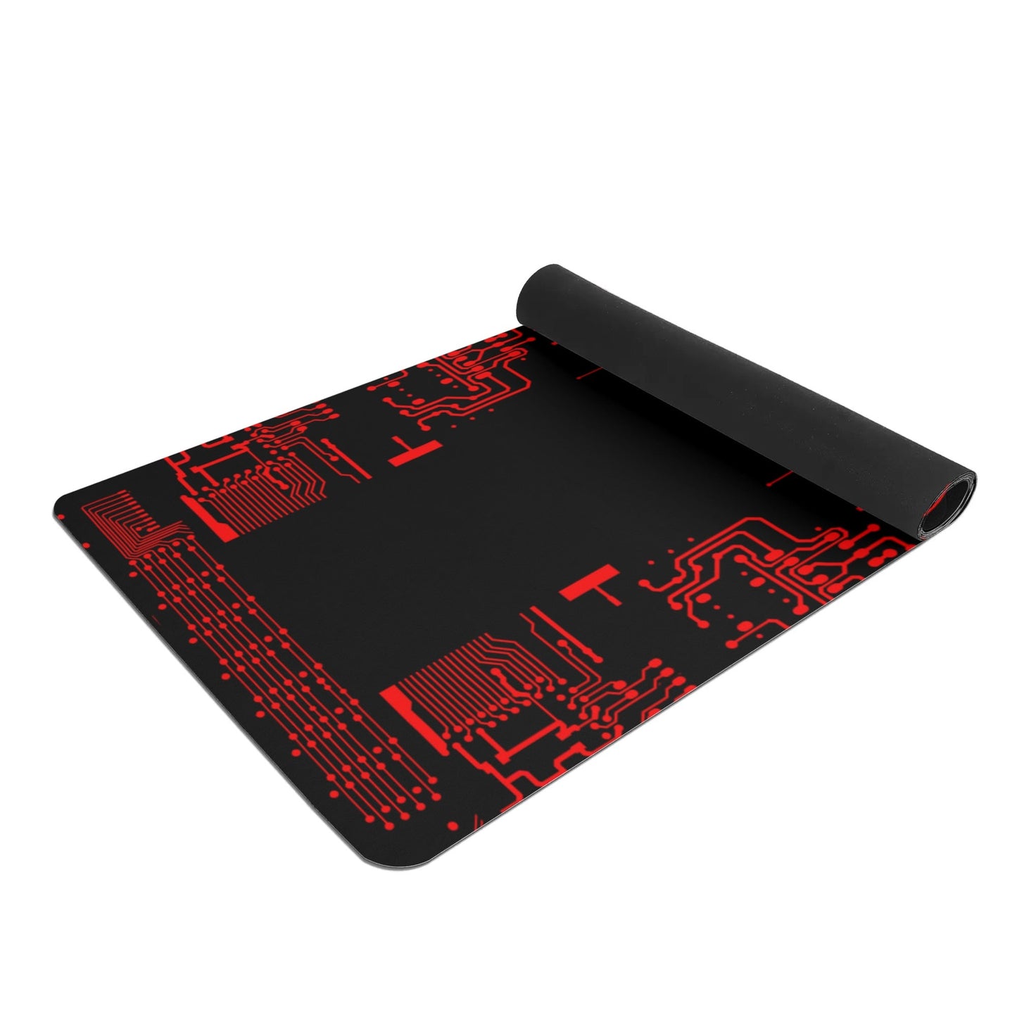 4mm Rubber Yoga Mat - Red Cyber Circuits