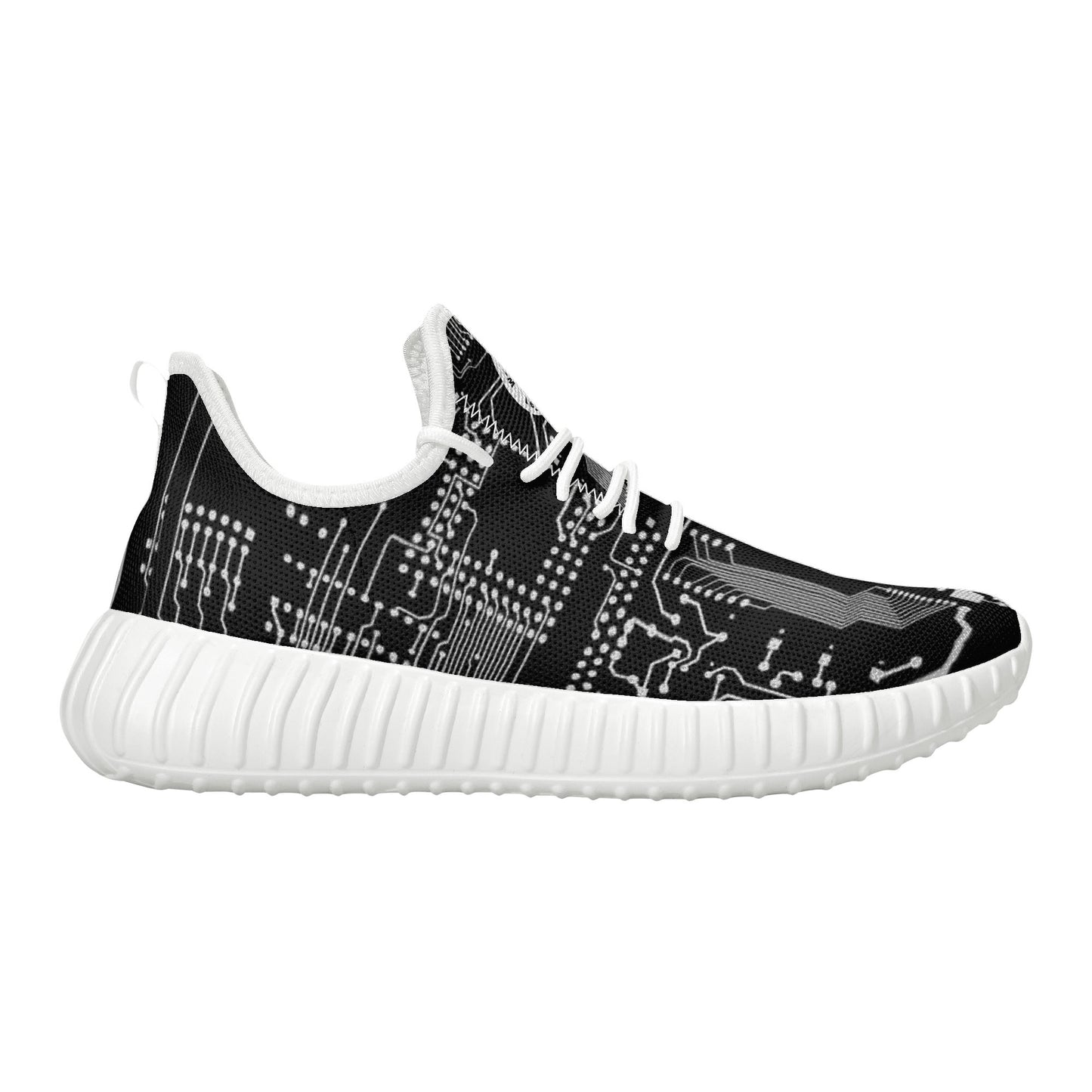 ViVi Vex Basic Mesh Knit Sneakers For Running And Stuff (White on Black)