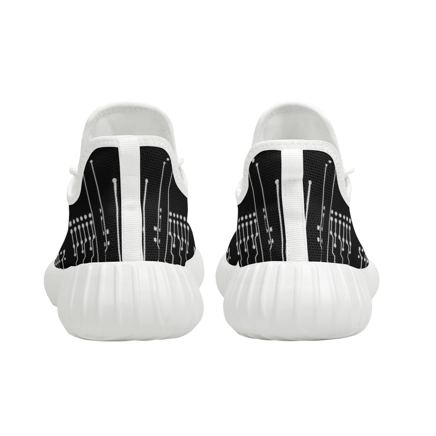 ViVi Vex Basic Mesh Knit Sneakers For Running And Stuff (White on Black)