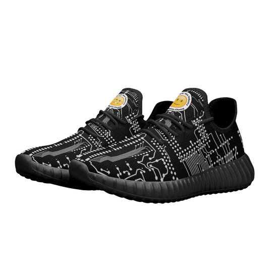 ViVi Vex Basic Mesh Knit Sneakers For Running And Stuff (White on Black)