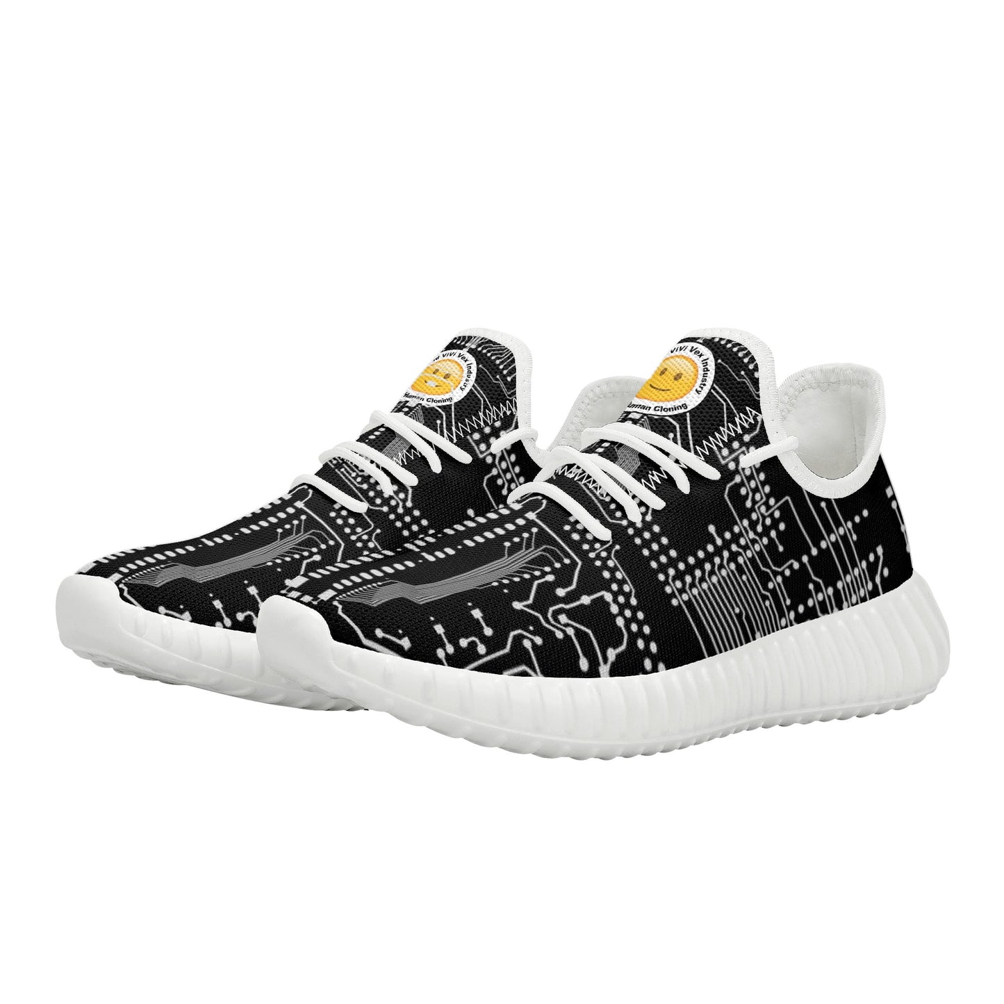 ViVi Vex Basic Mesh Knit Sneakers For Running And Stuff (White on Black)