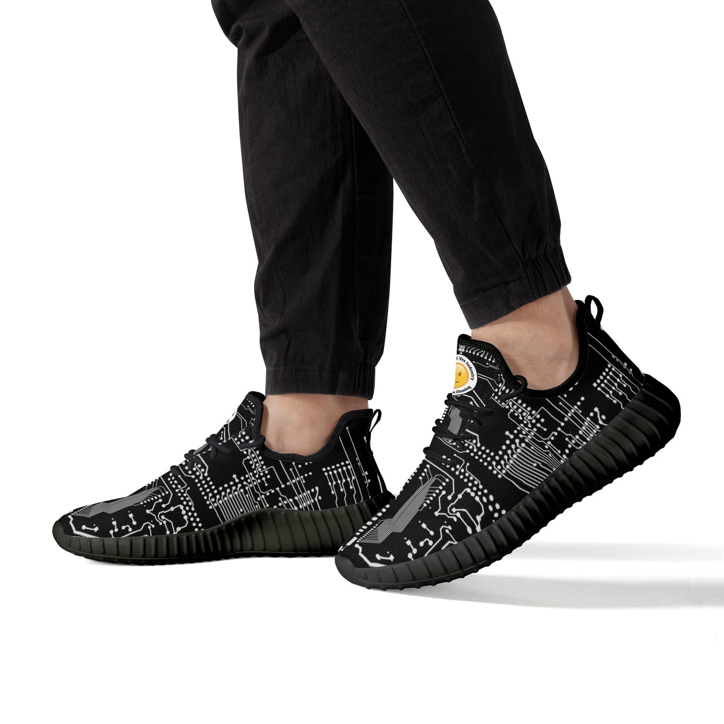 ViVi Vex Basic Mesh Knit Sneakers For Running And Stuff (White on Black)