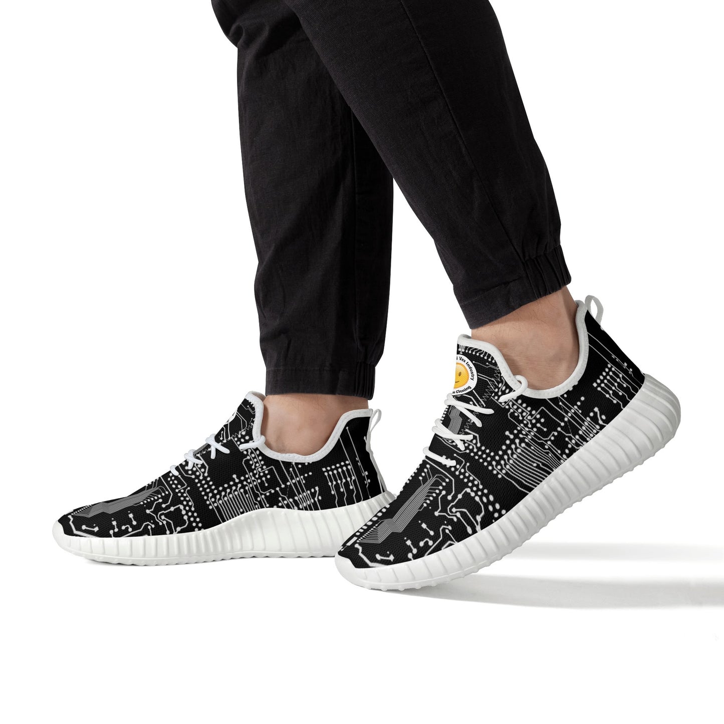 ViVi Vex Basic Mesh Knit Sneakers For Running And Stuff (White on Black)