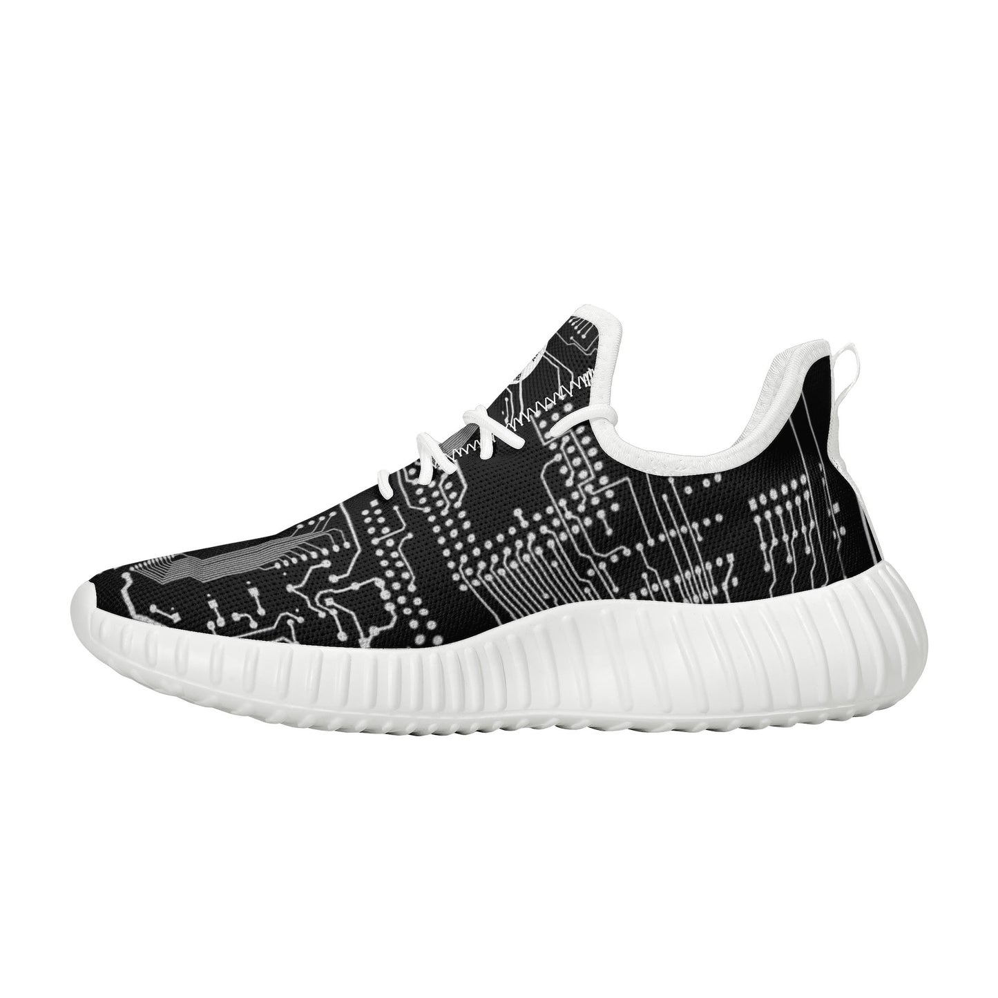 ViVi Vex Basic Mesh Knit Sneakers For Running And Stuff (White on Black)