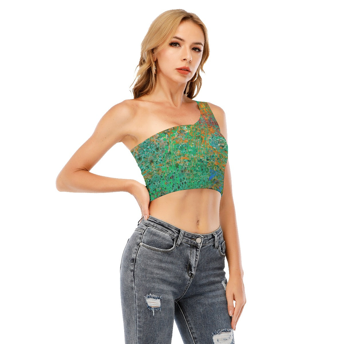 ViVi Vex Sand~Punk Rusted Cyber Croc Crop Top (One-Shoulder Crop Top)