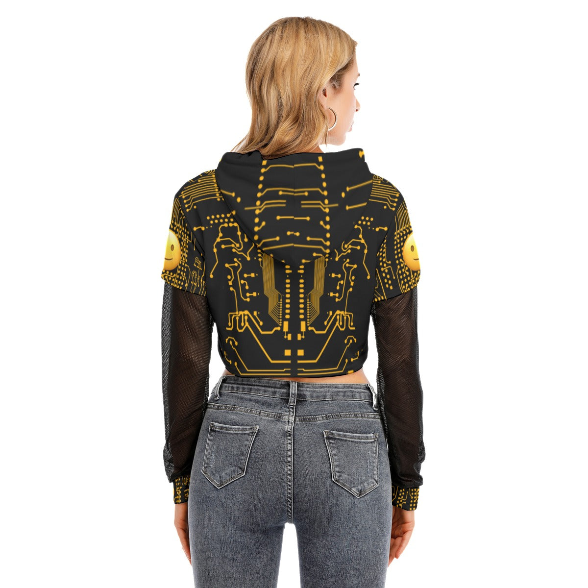 ViVi Vex Cyber Smile Hoodie (Mesh Sleeve Crop Top)