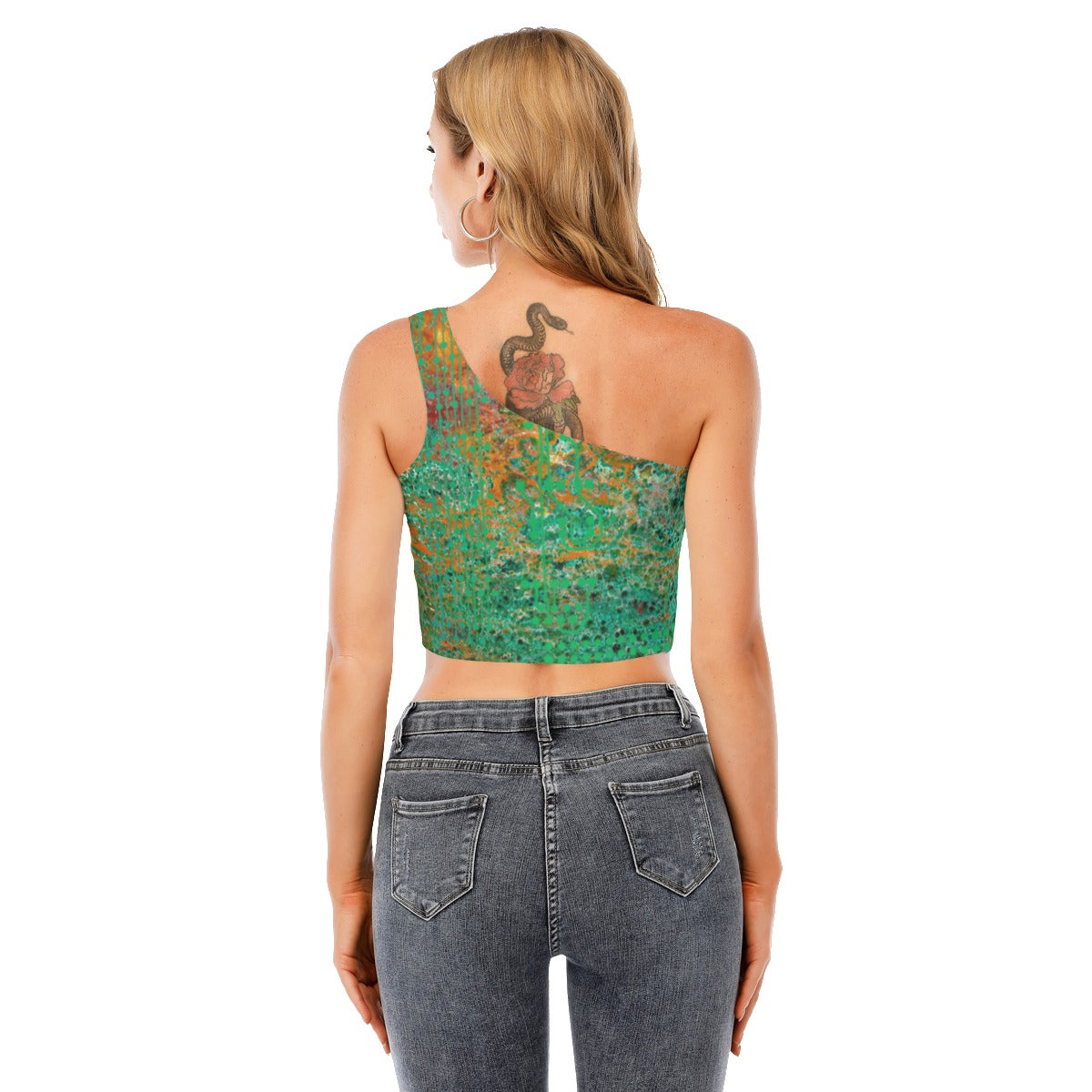 ViVi Vex Sand~Punk Rusted Cyber Croc Crop Top (One-Shoulder Crop Top)