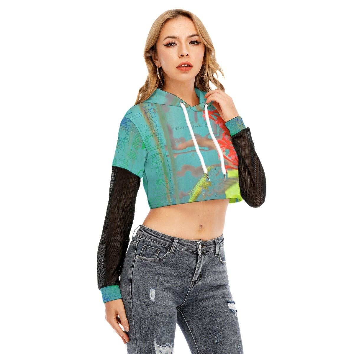 ViVi Vex Sand~Punk Florida Sweet~Tea Hoodie (Mesh Sleeve Crop Top)