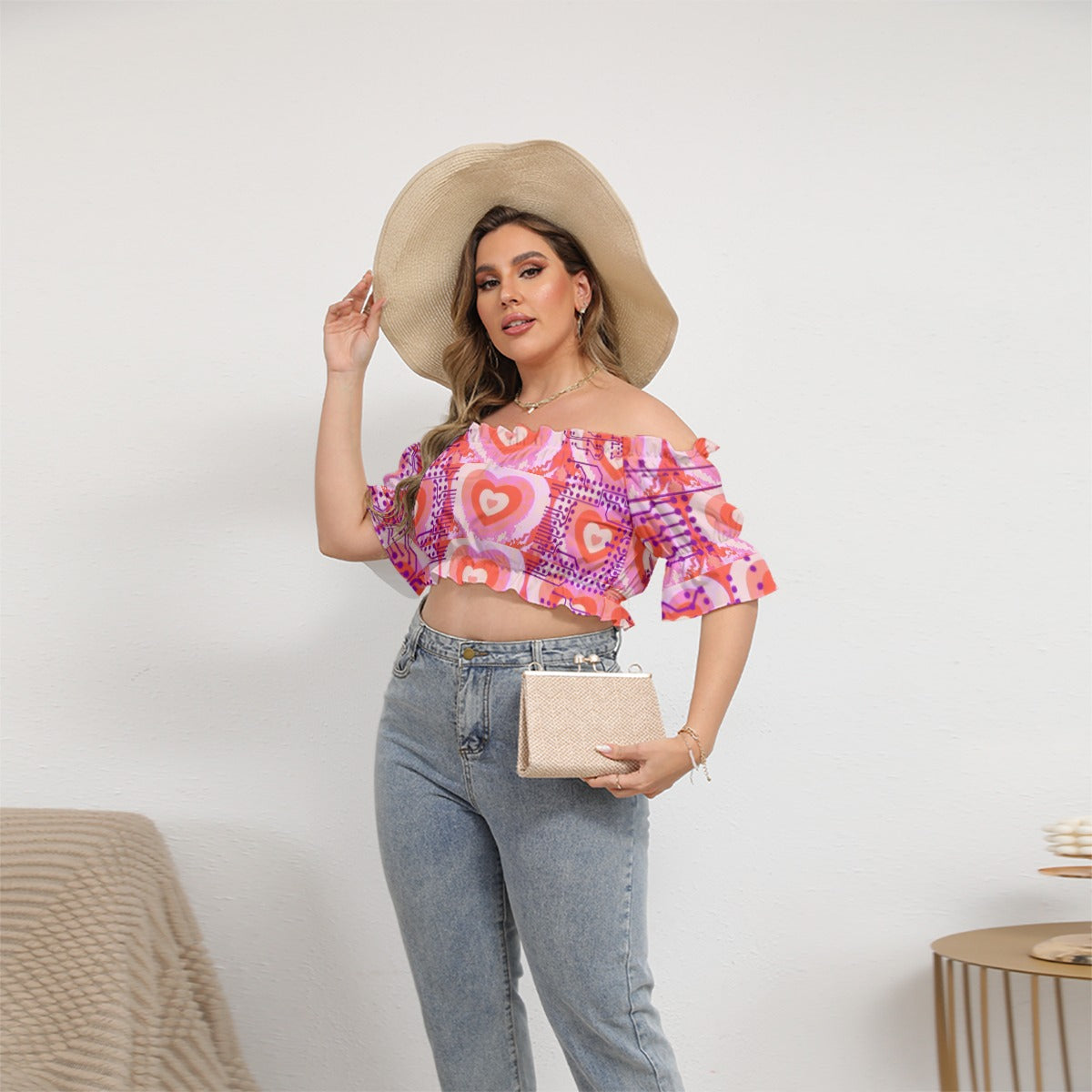 ViVi Vex Cyberpuff Daisy's Shotgun Crop Top (Off-Shoulder Puff Sleeve)