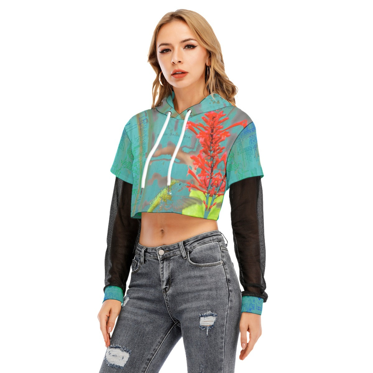 ViVi Vex Sand~Punk Florida Sweet~Tea Hoodie (Mesh Sleeve Crop Top)