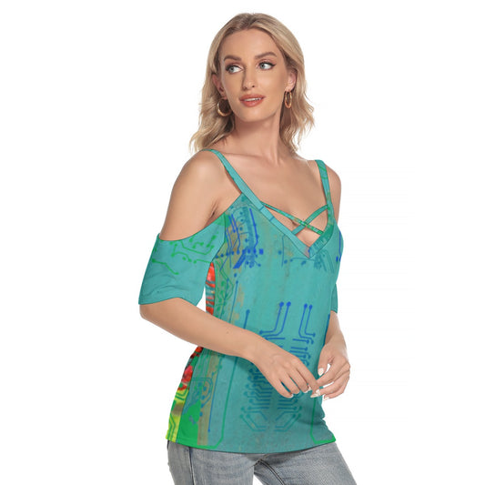 ViVi Vex Sand~Punk Wave~Raver Shirt (Criss Cross Shoulders)