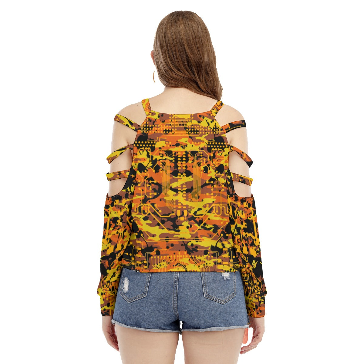 ViVi Vex Rust Punk Fool's Camo Shirt (Hollow Shoulder Strap)